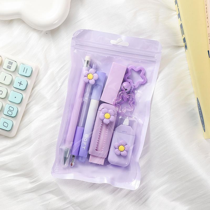 7 шт./комплект Серия «Цветы» Набор канцелярских ластиков Милый подарочный набор для учеников Набор для учебы Практичная награда Маленький подарок для детей