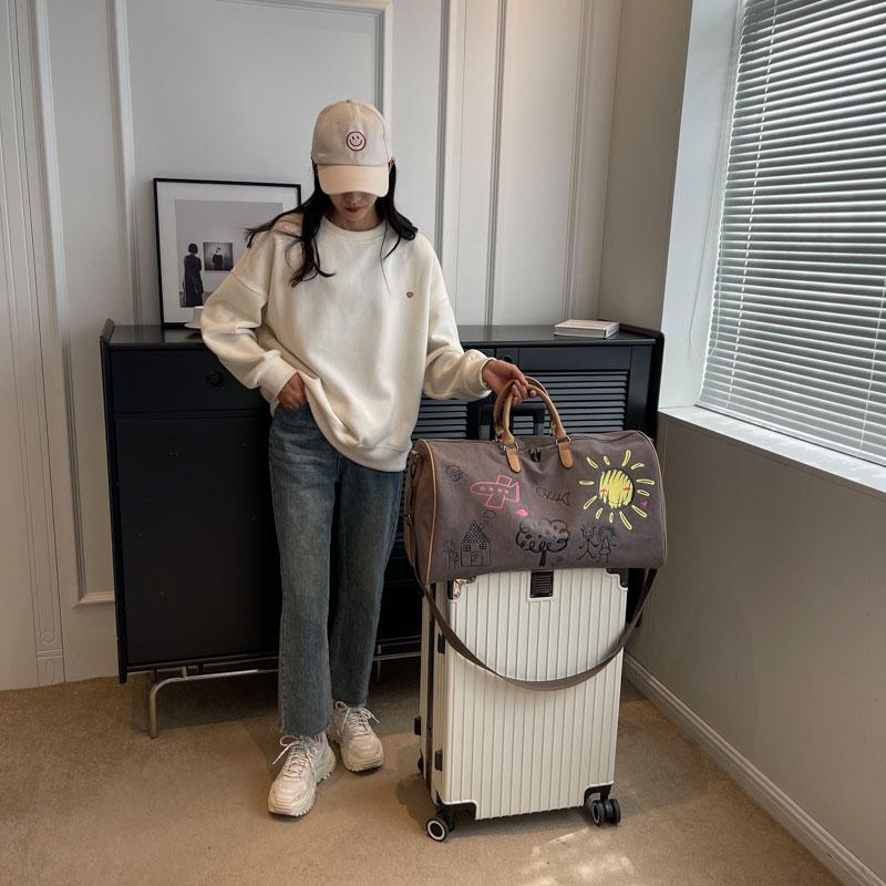 Холщовая дорожная сумка для женщин большой вместимости модная студенческая сумка для хранения в общежитии женская дорожная ручная кладь AVE