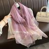 Luxury Silk Shawl Scarf for Women Design Embroidery Flowers Hijab Wraps Bufandas Female Headkerchief Fouloud Echarpe