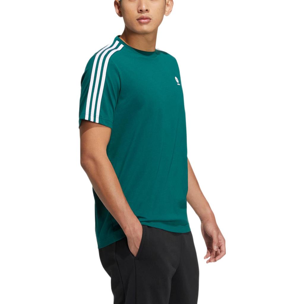 Adidas Neo Stripe Logo Casual Home T-Shirt Men Tops Green HT7350