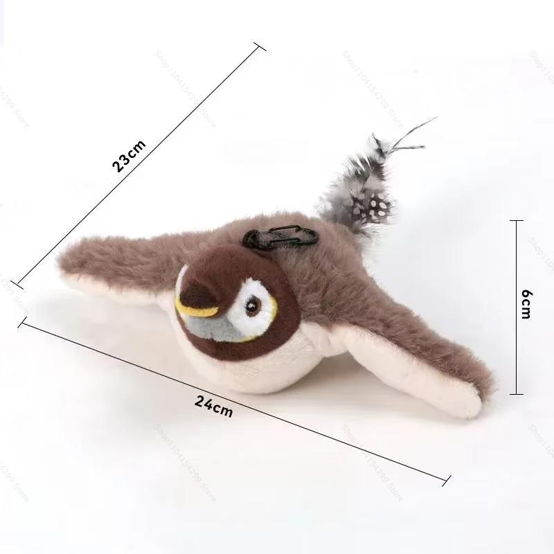 Interactive Cat Toys Rechargeable Flying Bird Rat Cat Toy Chirping Flapping Bird Can Add Catnip Touch Activated Plush Toy