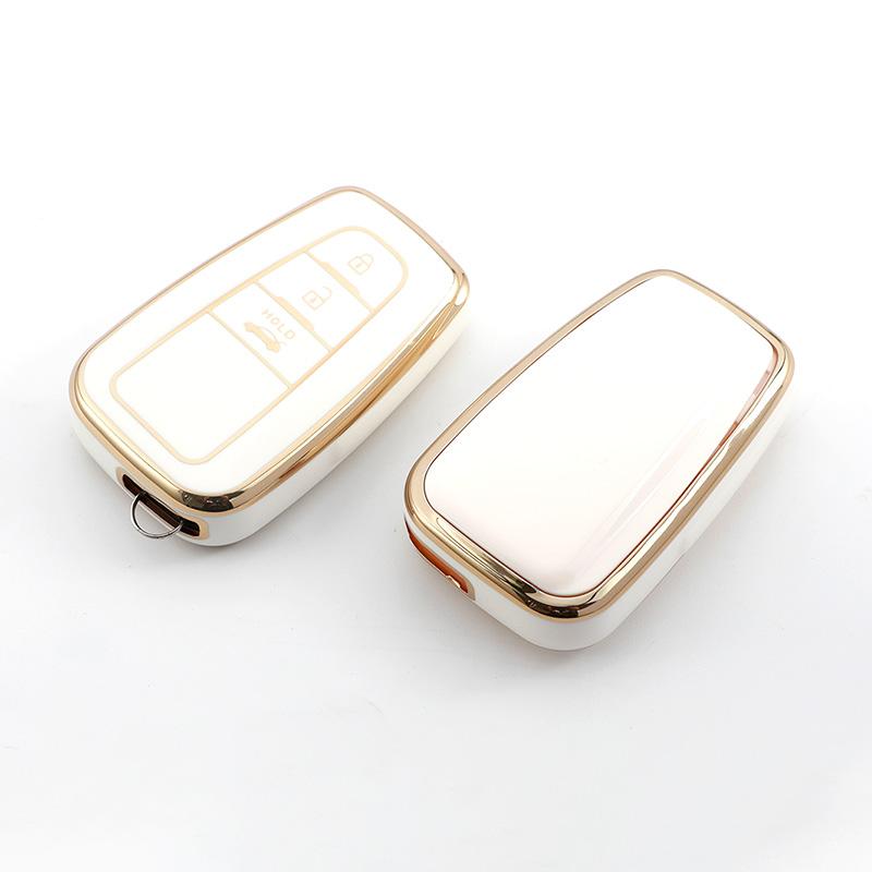 3 Buttons Gold Edge Shell Fob for Toyota Prius Camry Corolla CHR C-HR RAV4 Land Cruiser Prado TPU Car Key Case Cover Accessories
