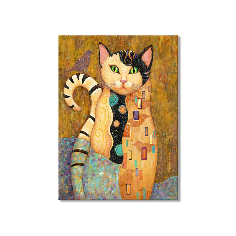 Густав Климт известные произведения искусства холст плакаты и принты с изображением кота ретро настенные художественные картины с животными для гостиной, украшения детской комнаты