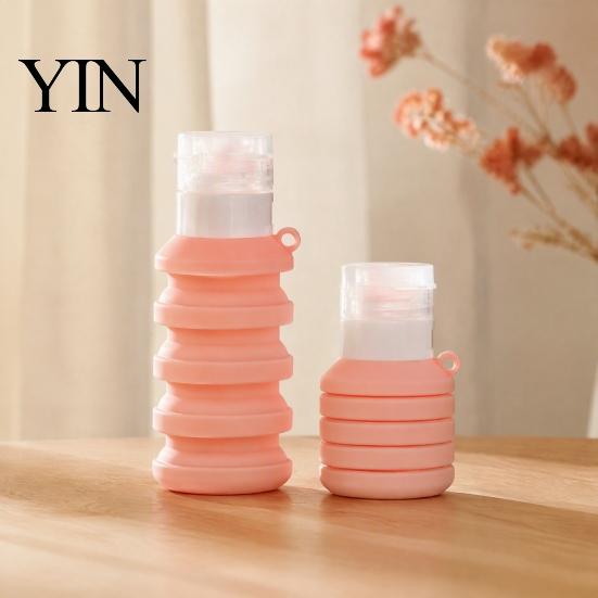 Foldable Liquid Dispensers 50/110ML Collapsible Silicone Travel Bottle for Toiletries, Leak Proof Reusable Toiletry Bottles Size Container, Refillable