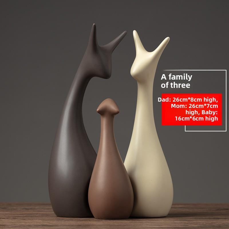Nordic Ceramic Figurine Ornaments for Living Room TV Cabinet Wine Cabinet Entryway Deer Sculpture Creative Home Decor