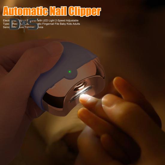 Электрическая машинка для стрижки ногтей, полировщик со светодиодной подсветкой, 2-скоростная, регулируемая, тип C, перезаряжаемая, автоматическая пилка для ногтей для детей, взрослых, пожилых людей, маникюр