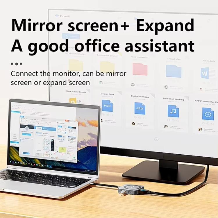 Магнитный хаб Blueendless 8-в-1 со слотом для SSD M.2 NVMe/SATA (HDMI+PD100W+USB-C/Type-C 3.2+USB-A 3.2+SD+TF+AUX)