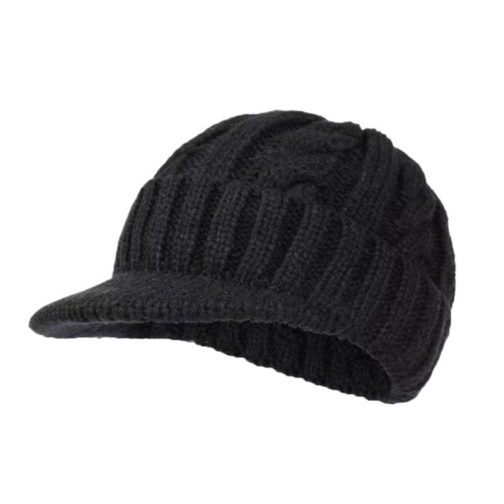 Plush Men Peaked Cap Thermal Winter Men Hat Simple Woolen Knitted Hat Winter