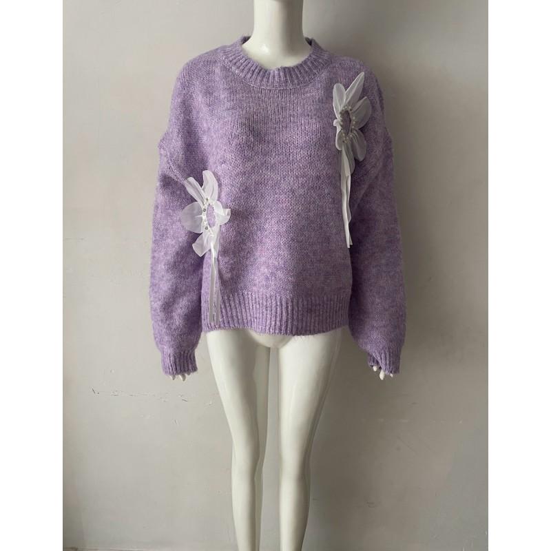 Gradient Striped Cropped Sweater Loose Fit Long Sleeve Fall Winter Street Style Knit Top