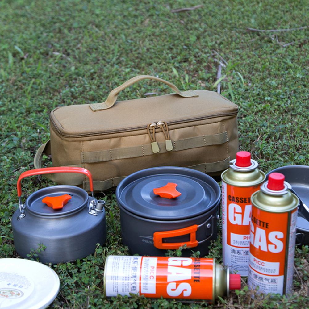 Органайзер для походной посуды большой емкости с ручкой, сумка для хранения бензобака из ткани Оксфорд с двойной молнией для восхождения на пикник