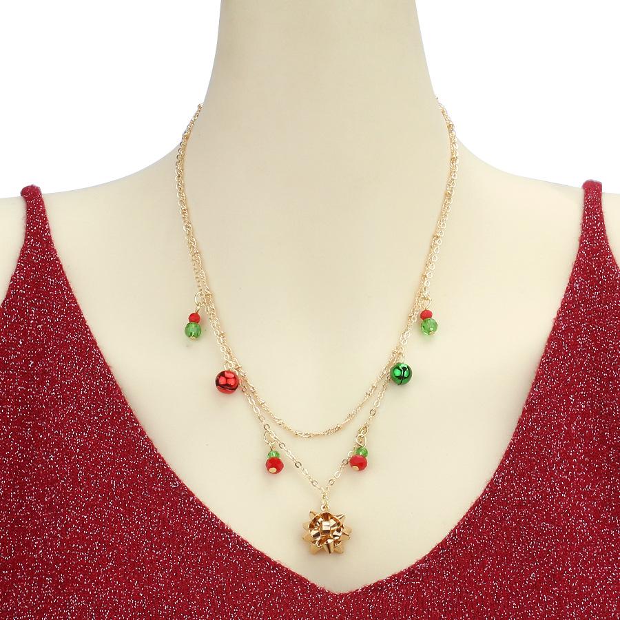 Holiday Jewelry: European & American Double-Layer Christmas Bell & Snowflake Clavicle Necklace