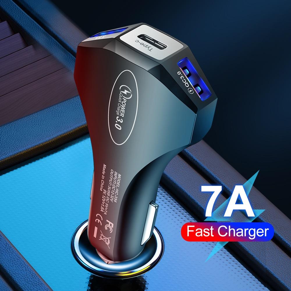 Автомобильное зарядное устройство 7A USB Type C PD Fast Charger Quick Charge 3.0 для IPhone 13 Samsung Huawei