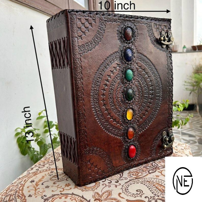 Журнал из кожи ручной работы, 400 винтажных бумажных журналов из кожи, журнал из семи камней для ведьм, для зарисовок и записей, книга теней