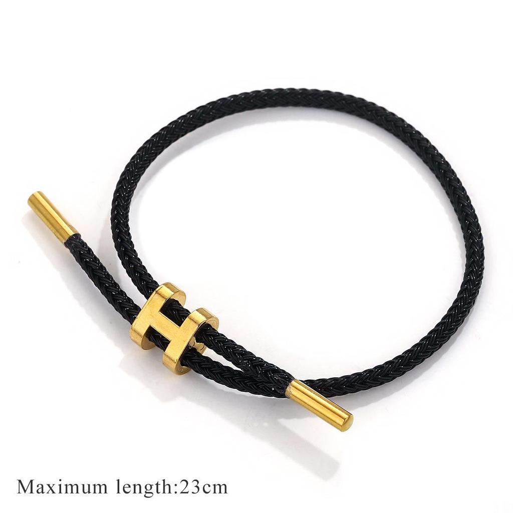 Регулируемый браслет из красной веревки с позолоченной пряжкой I-образной формы 18 карат и титановой сталью с покрытием из твердого золота 3D