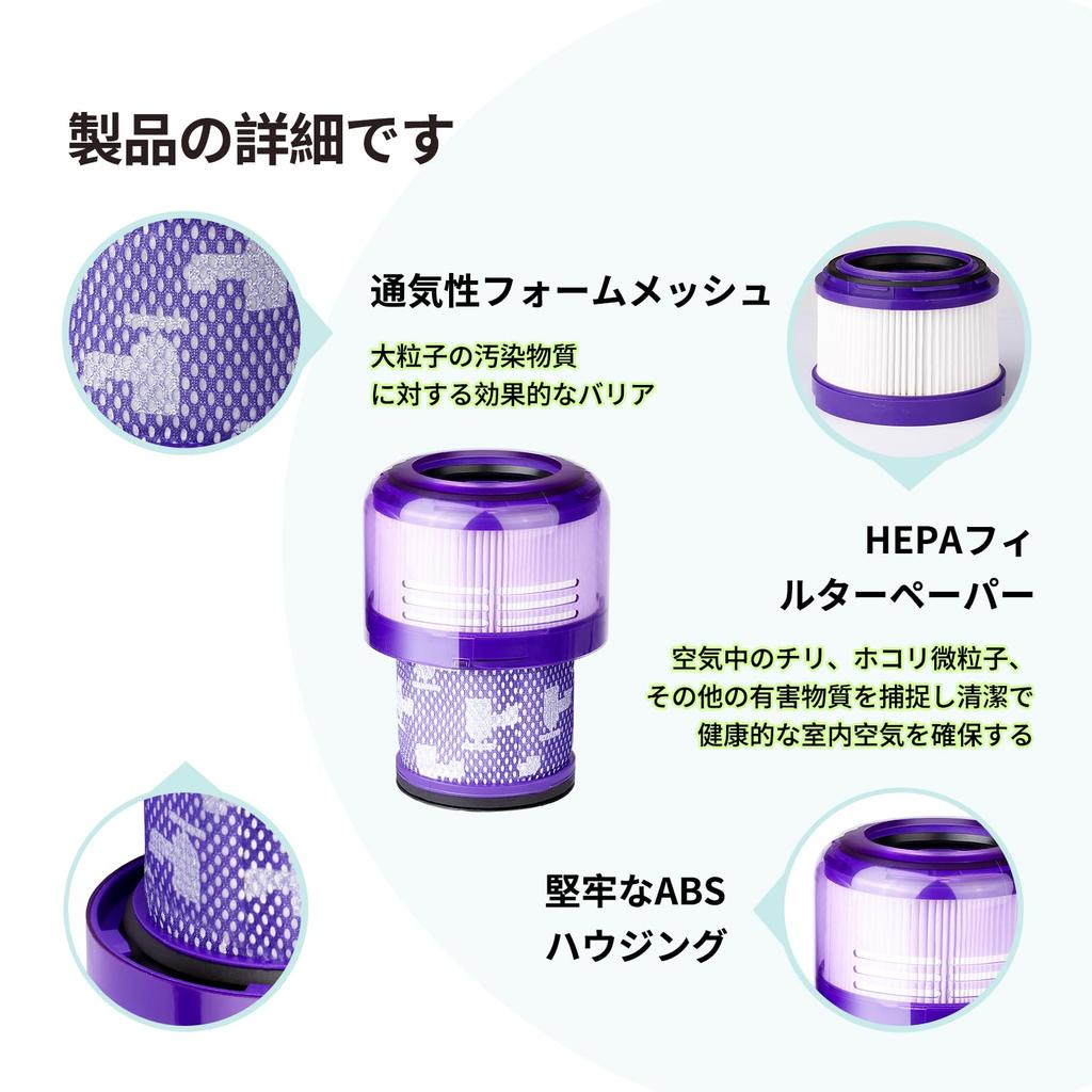 Dyson V10 Slim Compatible with Dyson Digital Slim Fluffy Vacuum 3 Pieces HEPA Dyson Vacuum Cleaner Filter 1 Cleaning Brush Included (SV18) Filter,