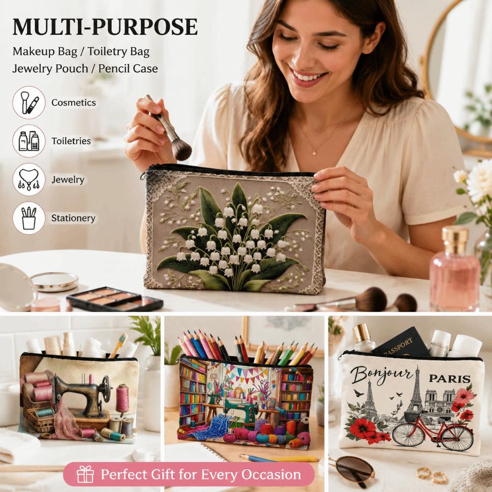 Floral Print Travel Makeup Organizer Large Capacity Toiletry Case Durable Cosmetic Bag Bridesmaid