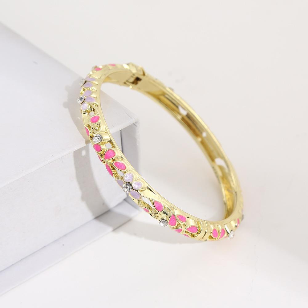 Colorful Enamel Bangle Vintage Flower Enamel Bangle Cloisonne Bracelet Party Jewelry
