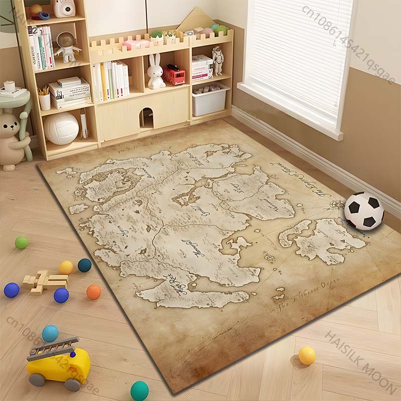 Multiple sizes Fantasy continent old map Carpet for Living Room Bedroom Sofa Home Decor Rug Non-slip Floor Mat Luxury Gift
