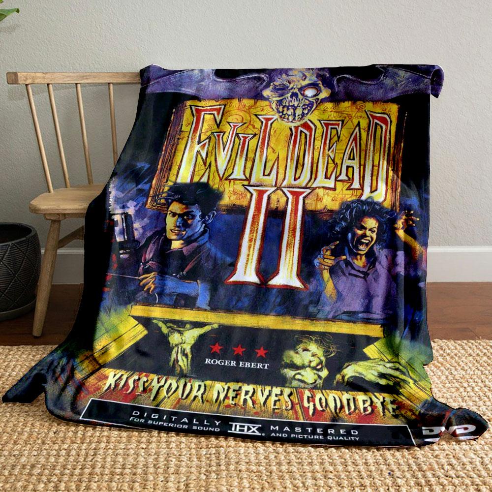 Evil Dead II Horror Movie Poster Dark Throw Blanket, Elegant Fleece Blanket for Guest Rooms, Perfect Throw for Living Room and Bedroom