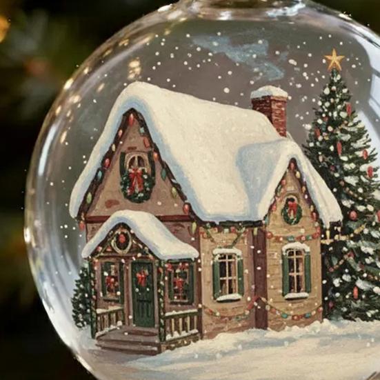 Прозрачные шары Винтажные украшения Домик в снежной деревне/Рождественская елка/Снеговик Подвесные шары для фермерского дома Рождественская елка Праздничная Свадебная Домашняя Декорация