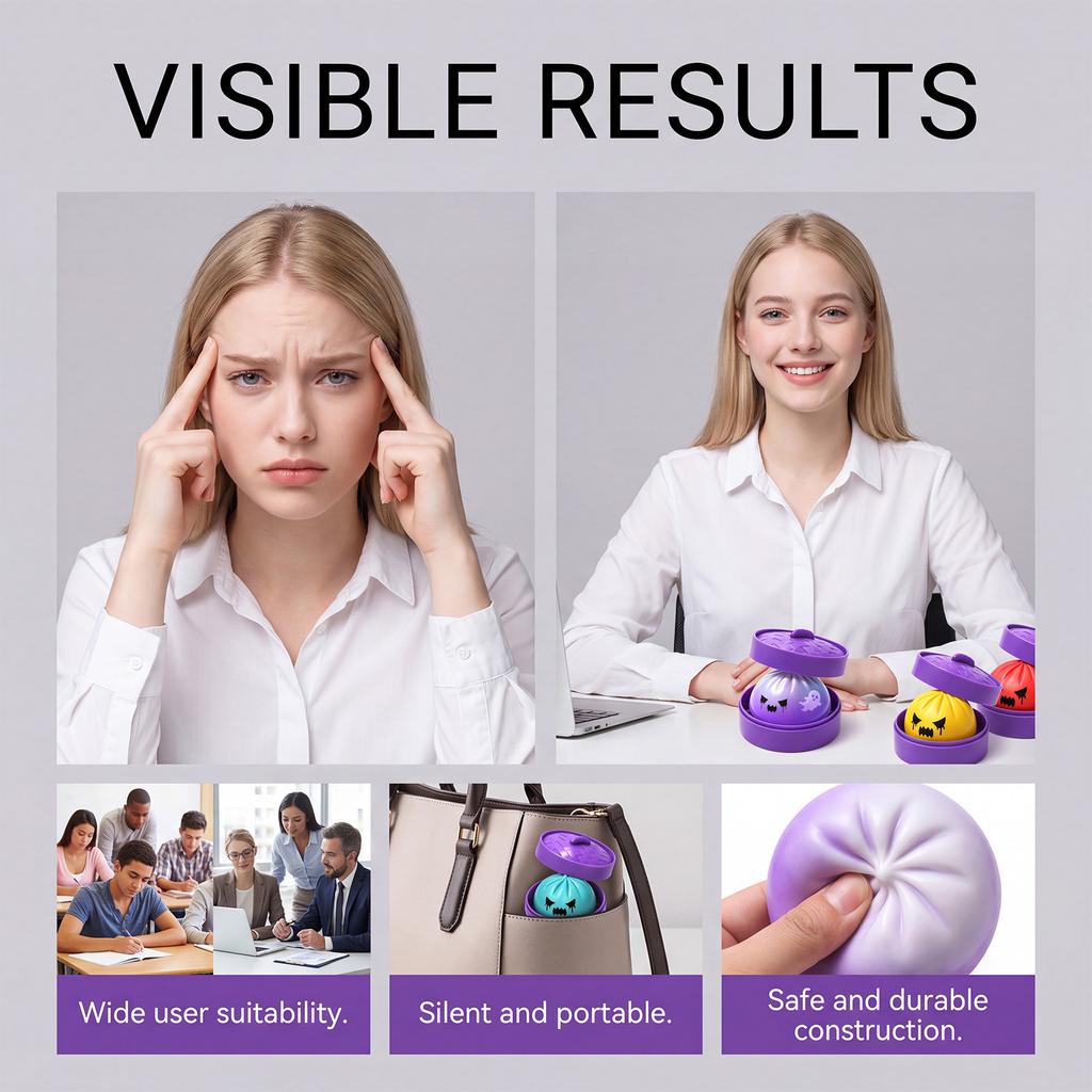Halloween Purple Steamed Bun Squishy Toy Slow Rising Soft Rubber Squeeze Fidget Toy with Mini Steamer Stress Relief Desk Decor Party Gift