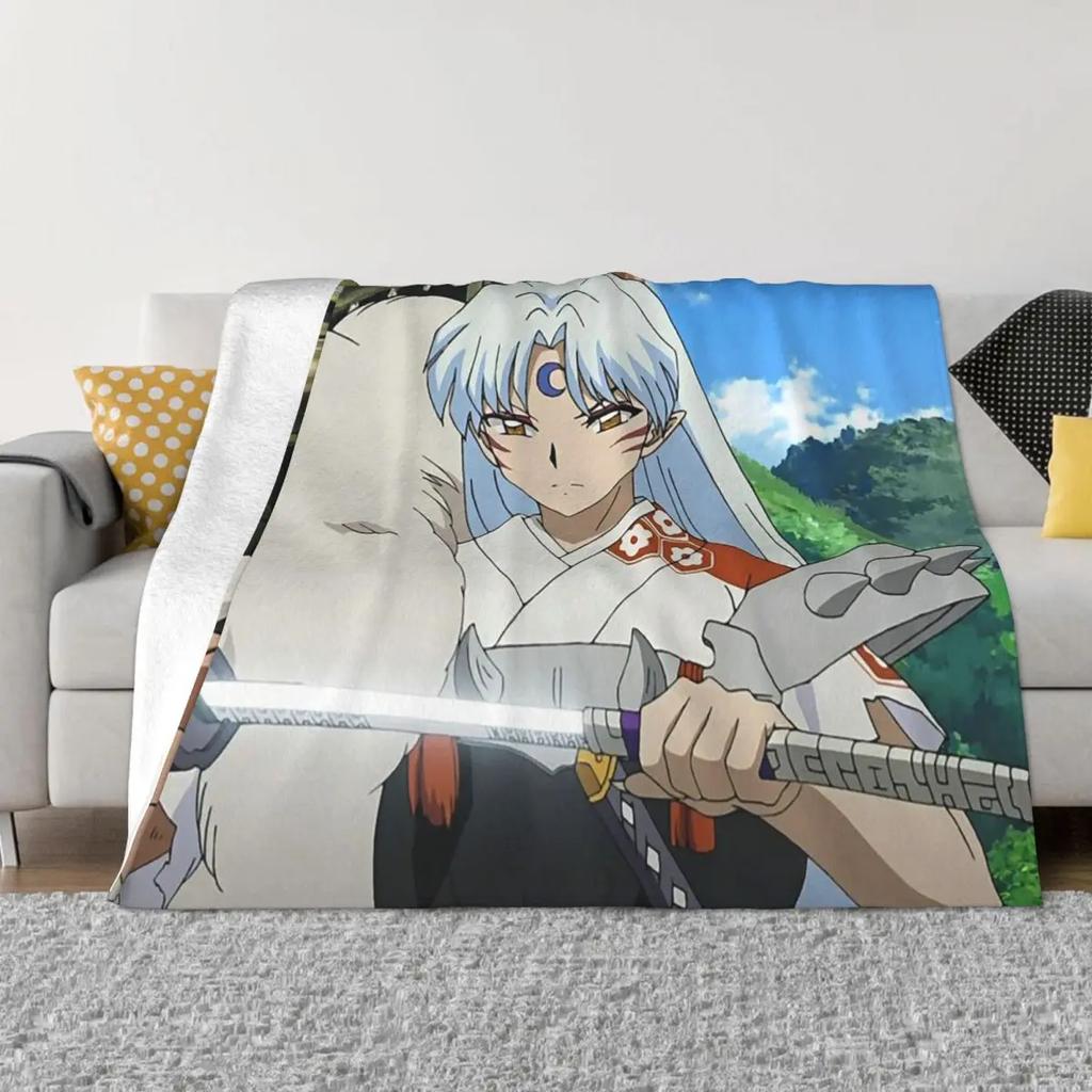 Японское аниме Inuyasha вязаные одеяла Sesshoumaru шерстяное одеяло для путешествий в самолете портативное мягкое теплое покрывало