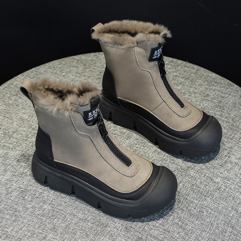 Женские ботинки из мягкой кожи ботинки Мартина удобная женская обувь осенние новые бархатные короткие ботинки осень и зима