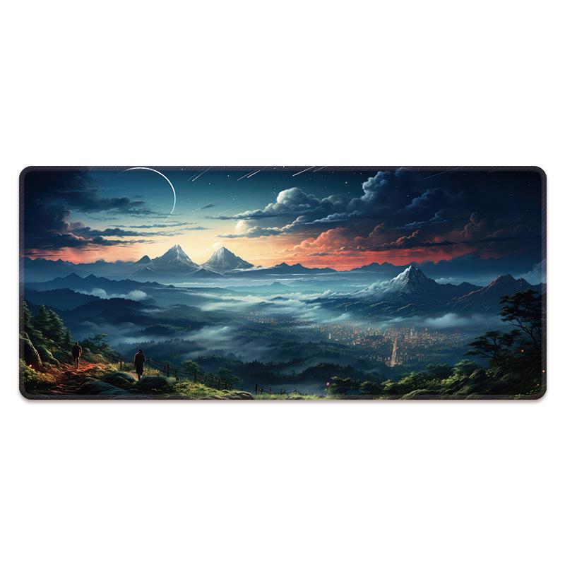 Extra Large Washable Mouse Pad - Aurora Landscape & Sunset Clouds Design, Thickened for Office and Gaming Desks