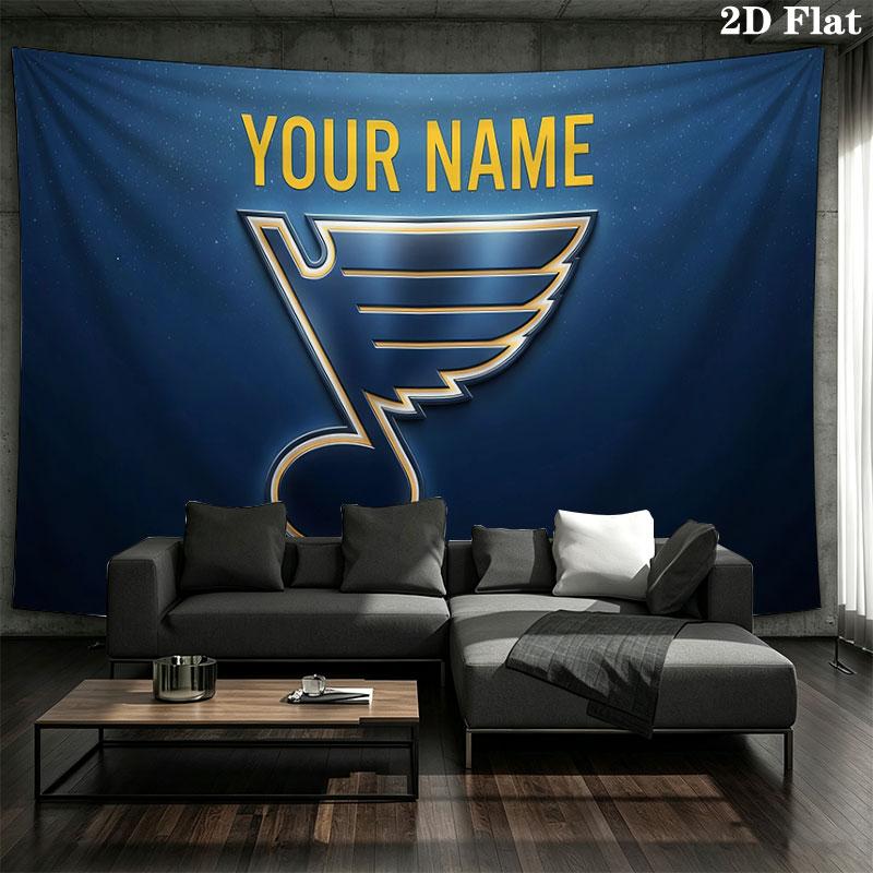 Custom Name,St. Louis Blues Wall tapestry, aesthetic printed fabric blanket, suitable for bedroom, living room, and home decor.