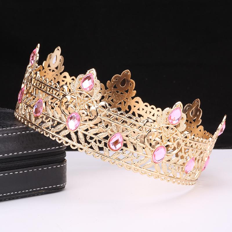 Men's Crown Simple Multi Color Round King Crown Baroque Bride Retro Alloy Hair Crown Headdress