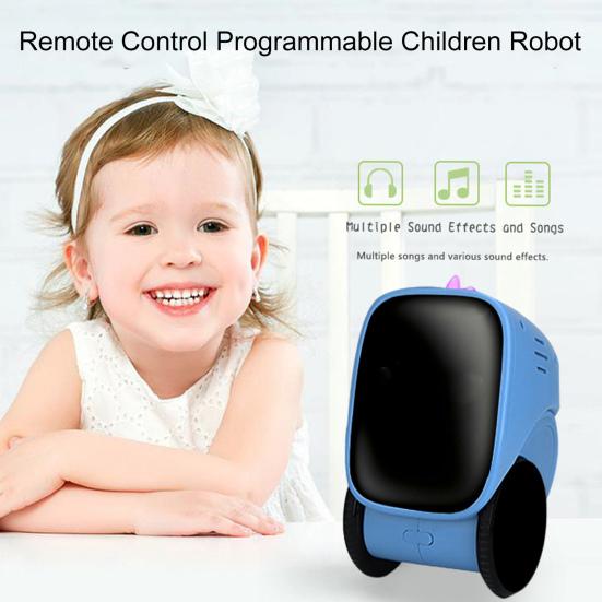 Kids Remote Control Robot Toy with LED Eyes Horns Auto-Demonstration Programmable Touch Sensing Educational