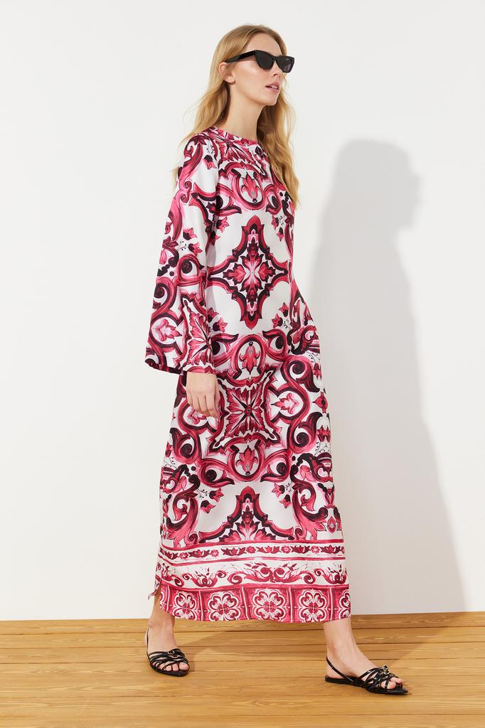 Женская мода новое вечернее платье в хиджабе синее атласное вечернее платье с этническим рисунком