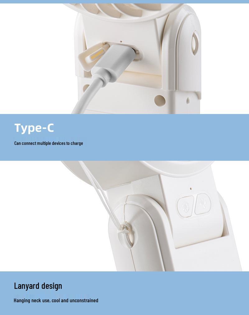 Portable Neck-Hanging Handheld Fan with Semiconductor Cooling and Foldable Ice Pack
