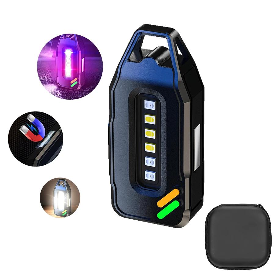 Mini Led Flashlight Self Defense High Power TYPE-C Rechargeable Flashlight Torch Outdoor Camping Searchlight Keychain Work Light