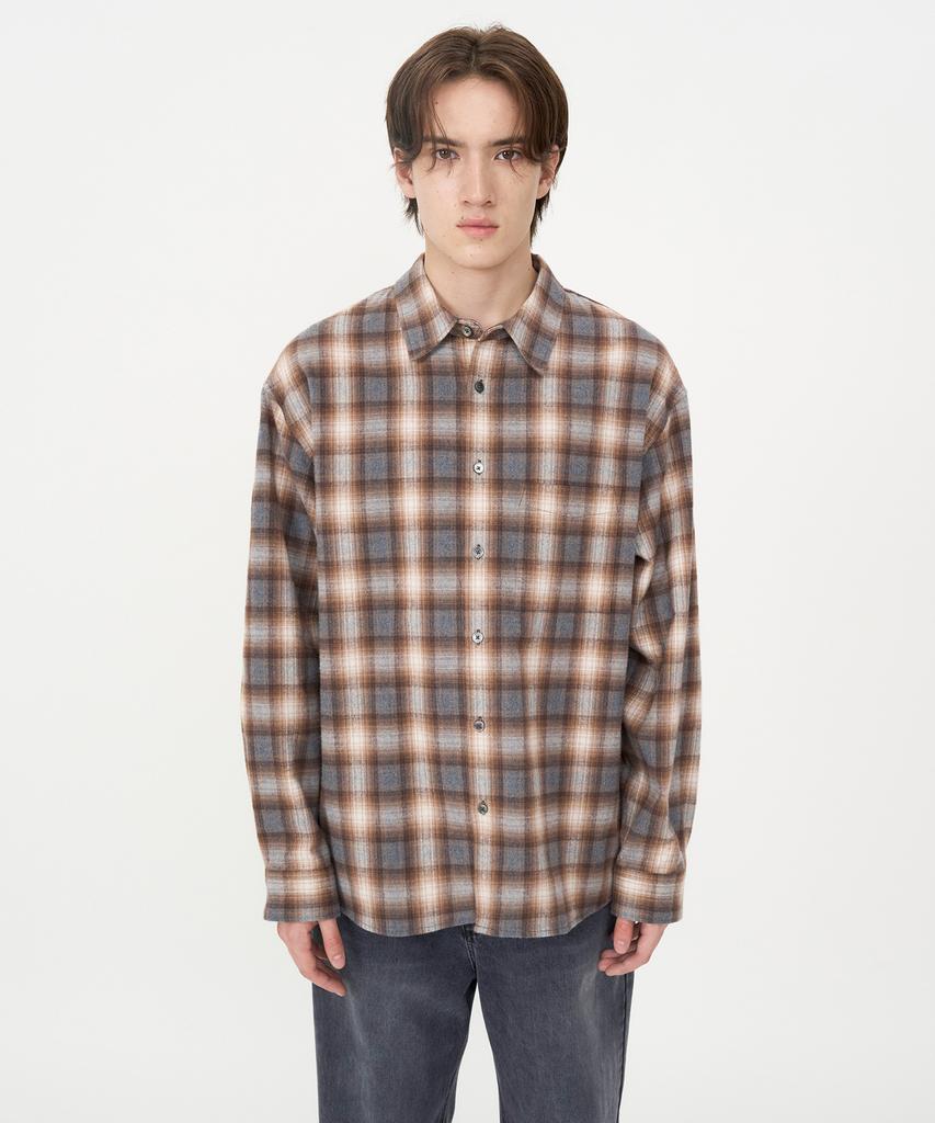 INSILENCE Cotton Flannel Check Shirt Brown