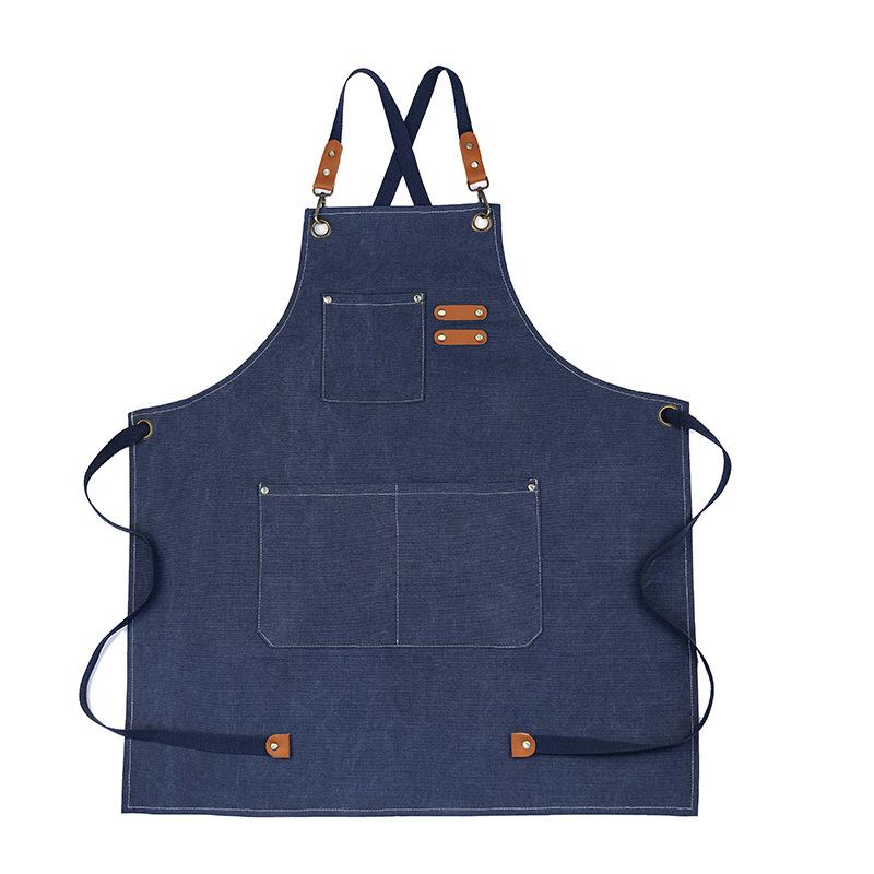 Canvas Kitchen Aprons Multi-pocket Barista Apron New Chef Work Apron  Kitchen