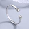S925 Sterling Silver Korean Style Simple Open Double Diamond Ring Women's All-Match Simple Accessories Fashion Ring Ring