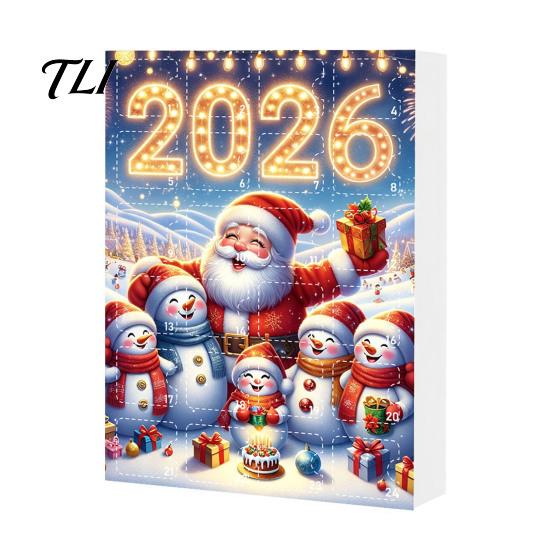 Fun Xmas Countdown Box Christmas Advent Calendar 2026, Snowman 24 Day with Acrylic Hanging Pendants, Festive Tree Decor, Holiday Gift for