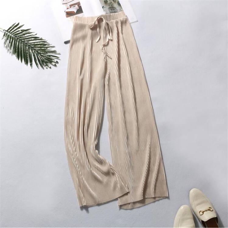 High Waist Sagging Loose Pants Chiffon Ice Silk Nine-point Pants Pleated Wide-leg Pants