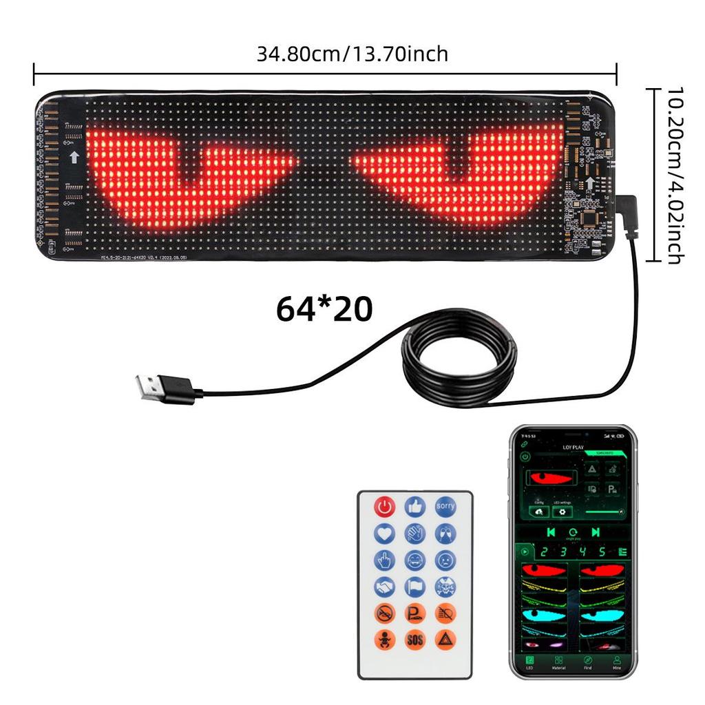 LED Car Soft Screen Light - USB Flexible Bluetooth Display with Full Color and Devil's Eye for Windows