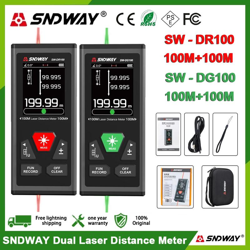 SNDWAY SW DR60 DR100 DG60 DG100 Лазерный дальномер Двунаправленная лазерная рулетка Двусторонний электронный уровень Измеритель расстояния
