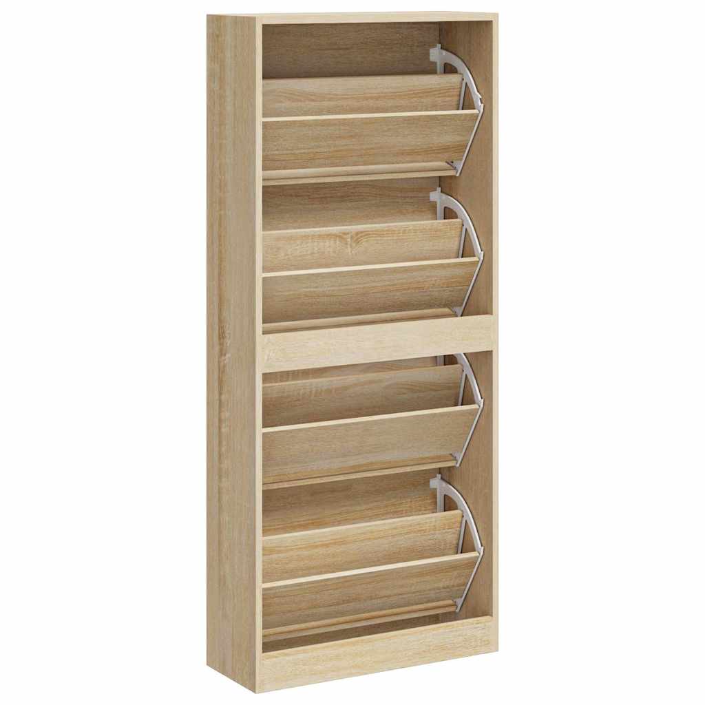 Shoe Cabinet in Sonoma Oak Finish 63 x 24 x 147 cm Engineered Wood