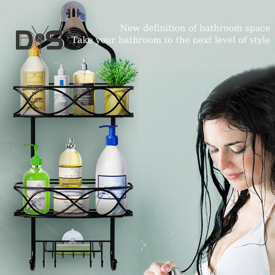 Стеллаж для хранения со съемной корзиной, большой вместимости, простая установка, 3-слойный подвесной душевой шкаф, большой органайзер для ванной комнаты