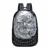 Rivet 3D Skull Skeleton Embossed Shoulder Bag Travel Backpack Restore Halloween Cool Dark Gothic Carving Backpack
