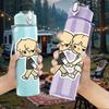 1PC Two Blonde Girl Besties 750ml Color Plastic Sports Water Bottle Leakproof Flip Straw Lid Suitable for Sports Office Home Use