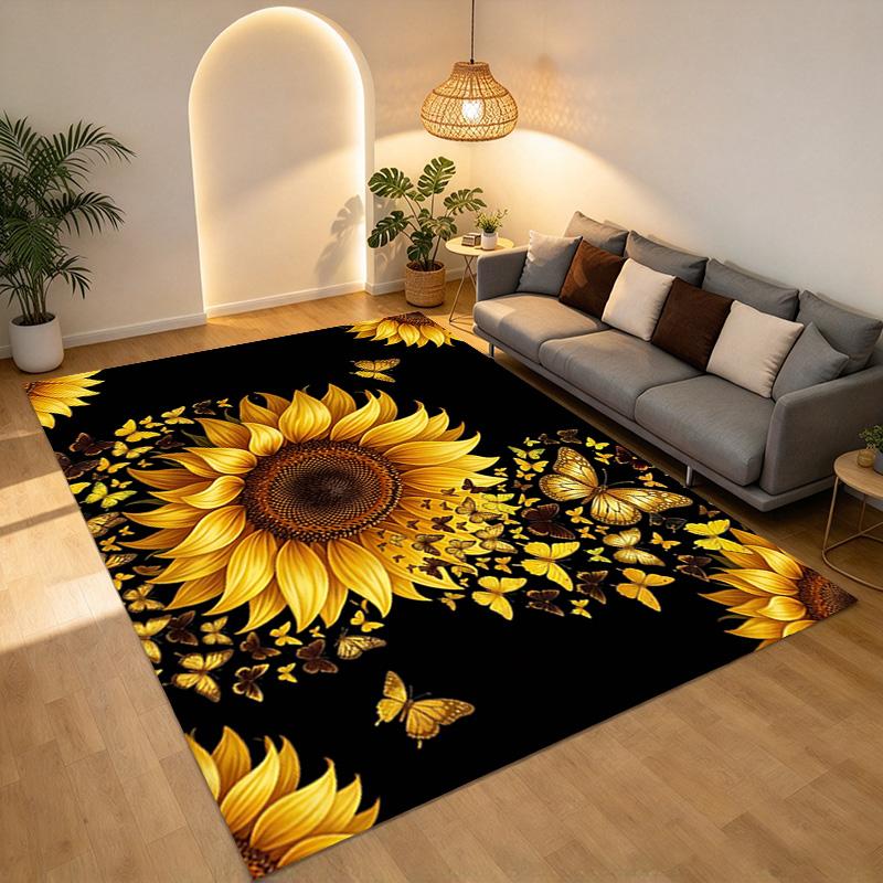 Sunflower Butterflies Living Room Nonslip Area Rug Soft Carpet For Bedroom Game Playroom Sofa Office Home Decor Doormat Christmas Gift C929615