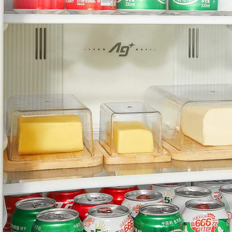Countertop Bamboo Butter Dish Plate With Transparent Acrylic Lid Kitchen Storage Butter Container Box Butter Tableware