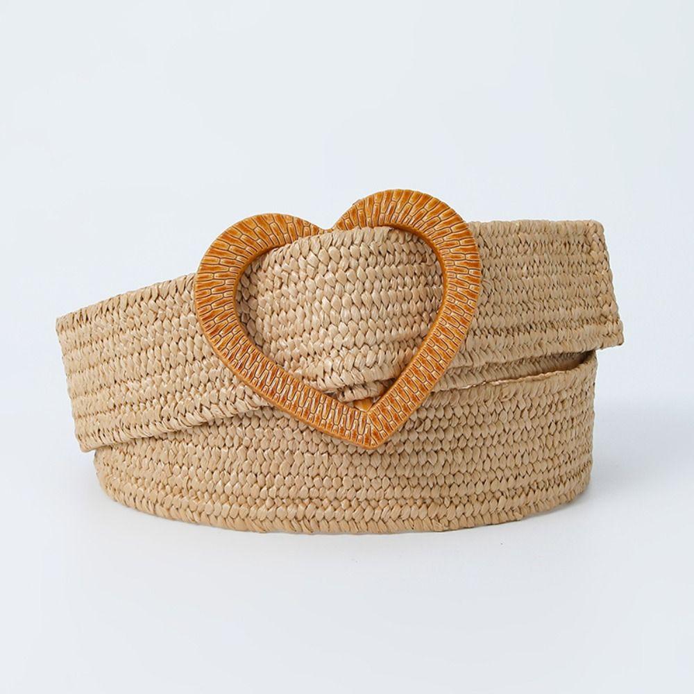 4cm Wide Braided Belt Straw Woven Waistband Sweet Waist Belt