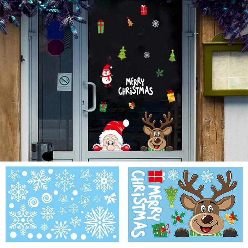 Праздничные наклейки на окна с Рождеством для детей, украшение для дома