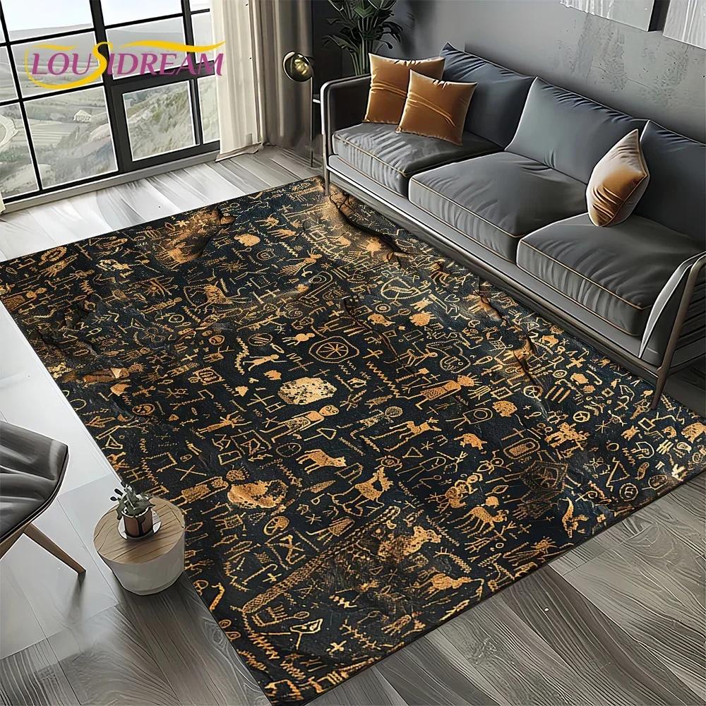 Настенная роспись Древний Египет Иероглифы Мифология Ковер Коврик для Гостиной Спальни Декор Дивана, Нескользящий Коврик для Пола